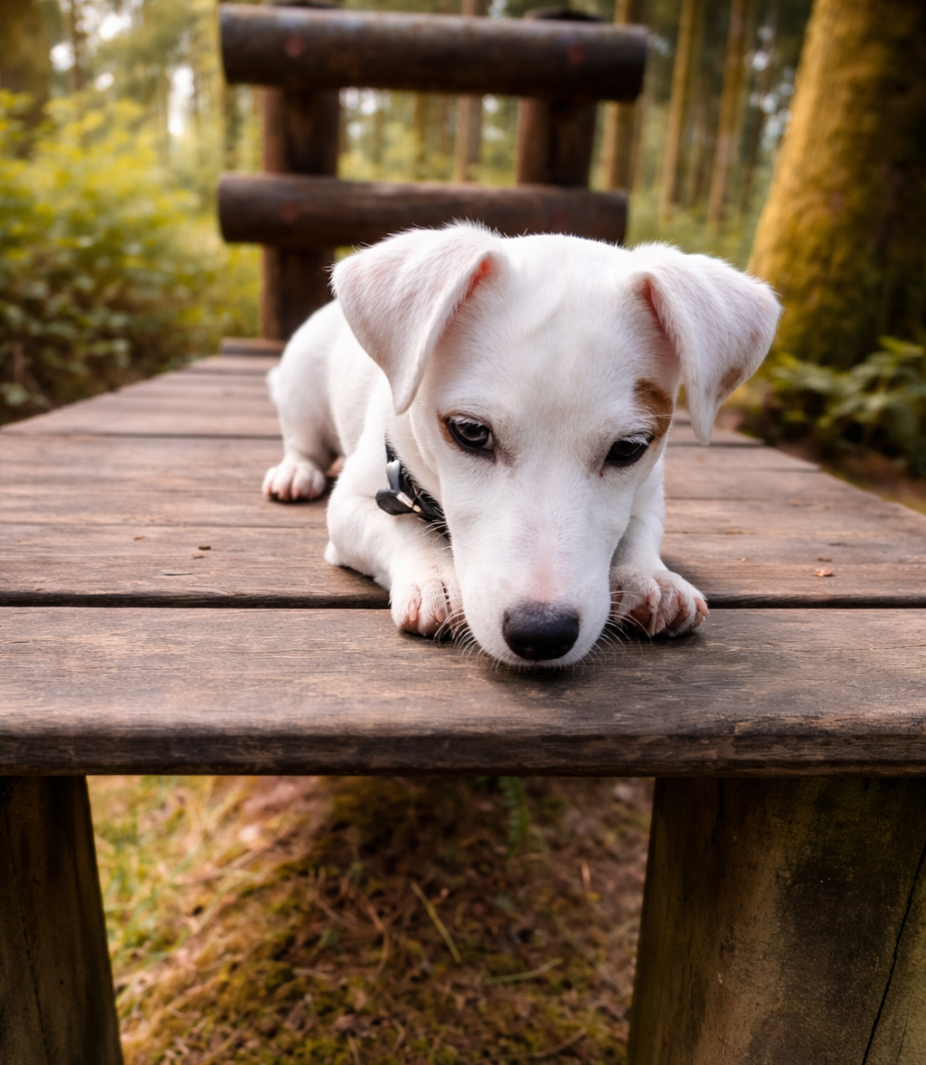 Chien mignon coucher en balade