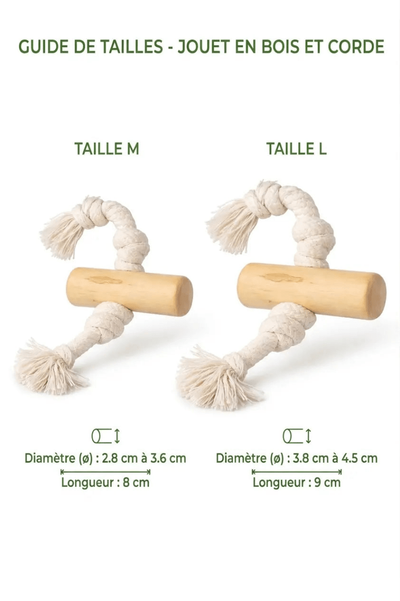 Guide des tailles P'tit croc — jouet naturel pour chiot et petit chien"