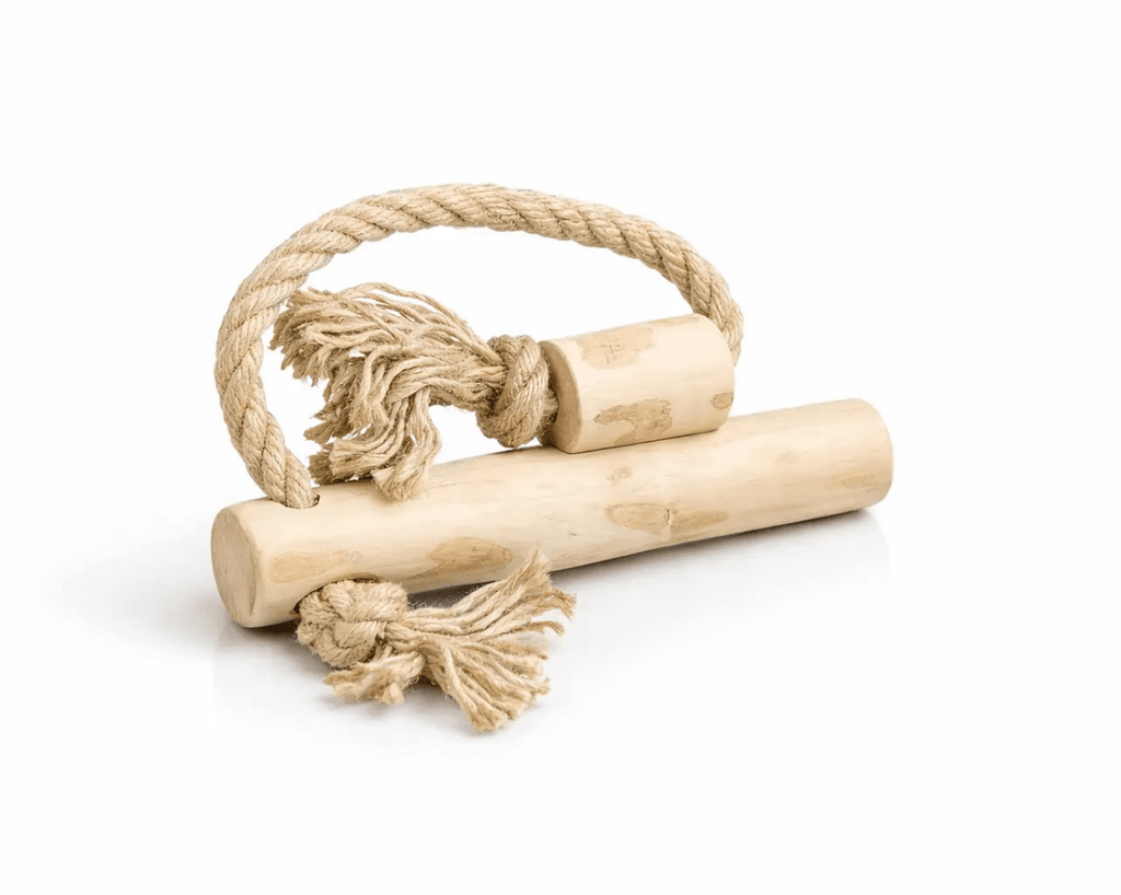 Canicorde en bois et chanvre naturel pour chien — jouet de traction